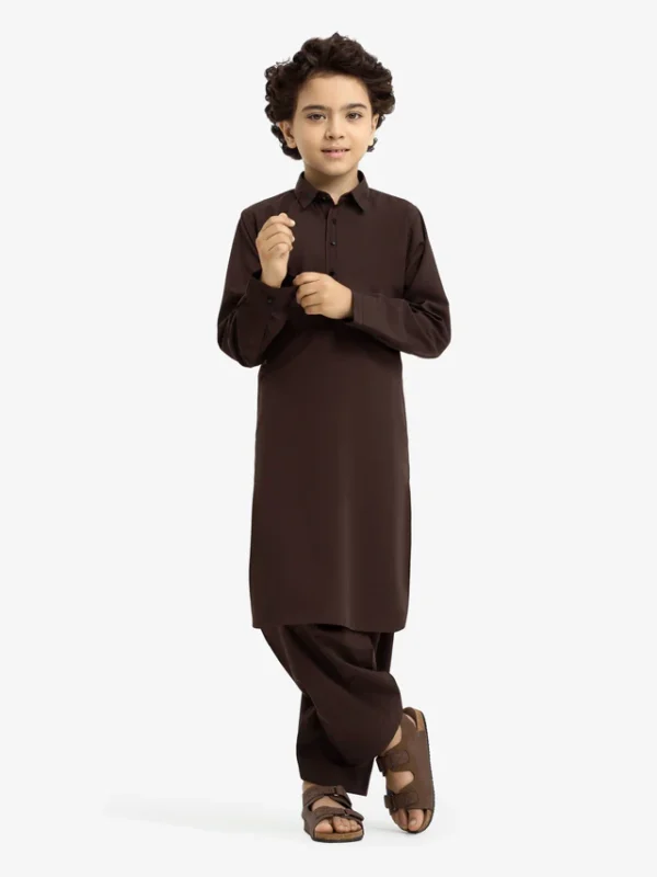 Boy's Dark Brown Kurta Shalwar