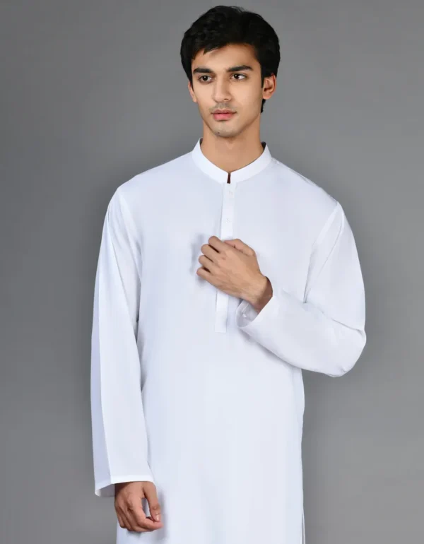 White Blended Casual Kameez Shalwar
