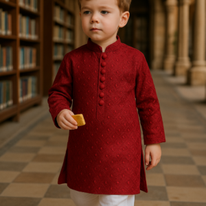maroon chiken kurta