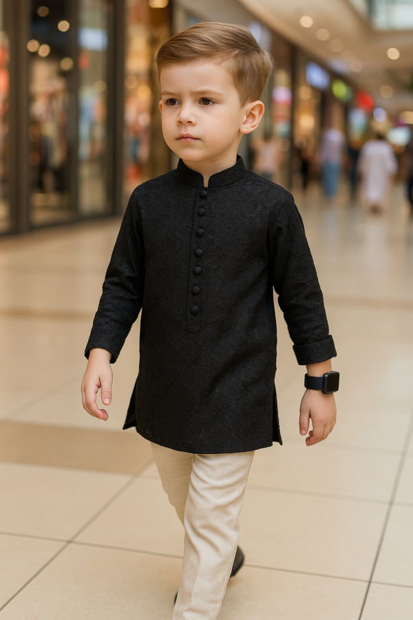 Black Sequin Embroidered Kurta