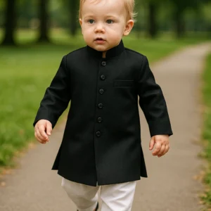 black plain sherwani 1