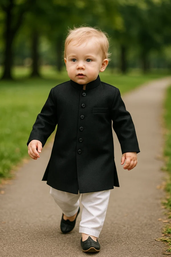 black plain sherwani 1